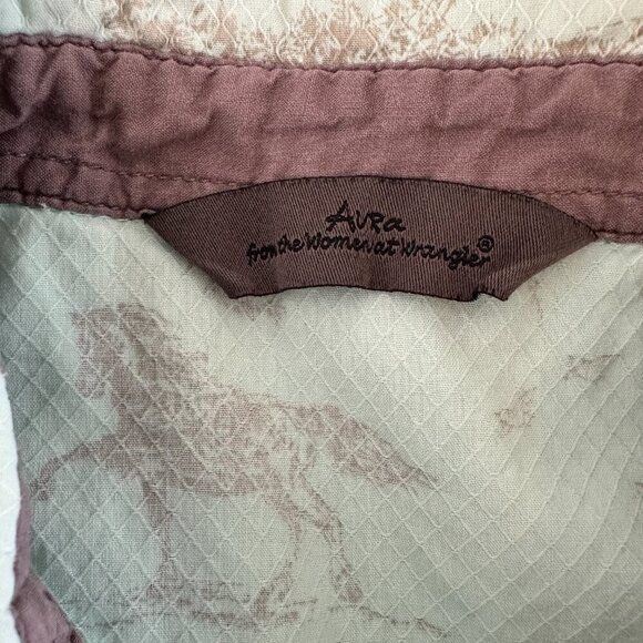 Aura equine western print scallop collar sleeveless pearl snaps Top Size M - Picture 4 of 6